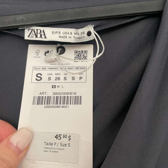 Zara Grey Bodycon Ruched Midi Dress - Picture 3 of 4